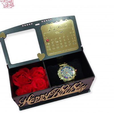 باکس گل مصنوعی به همراه ساعت مردانه مدل TBAH1